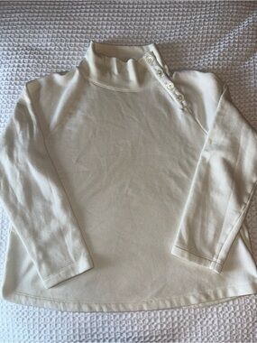 J. Crew Ivory Mock Neck Top with Shoulder Buttons